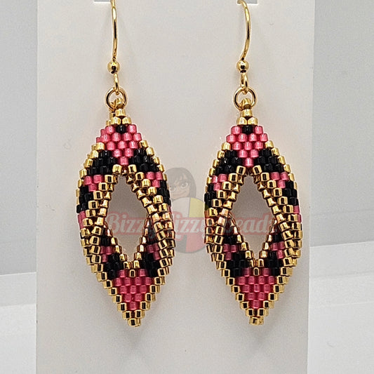 Mini Peyote Hearts - Black/Pink