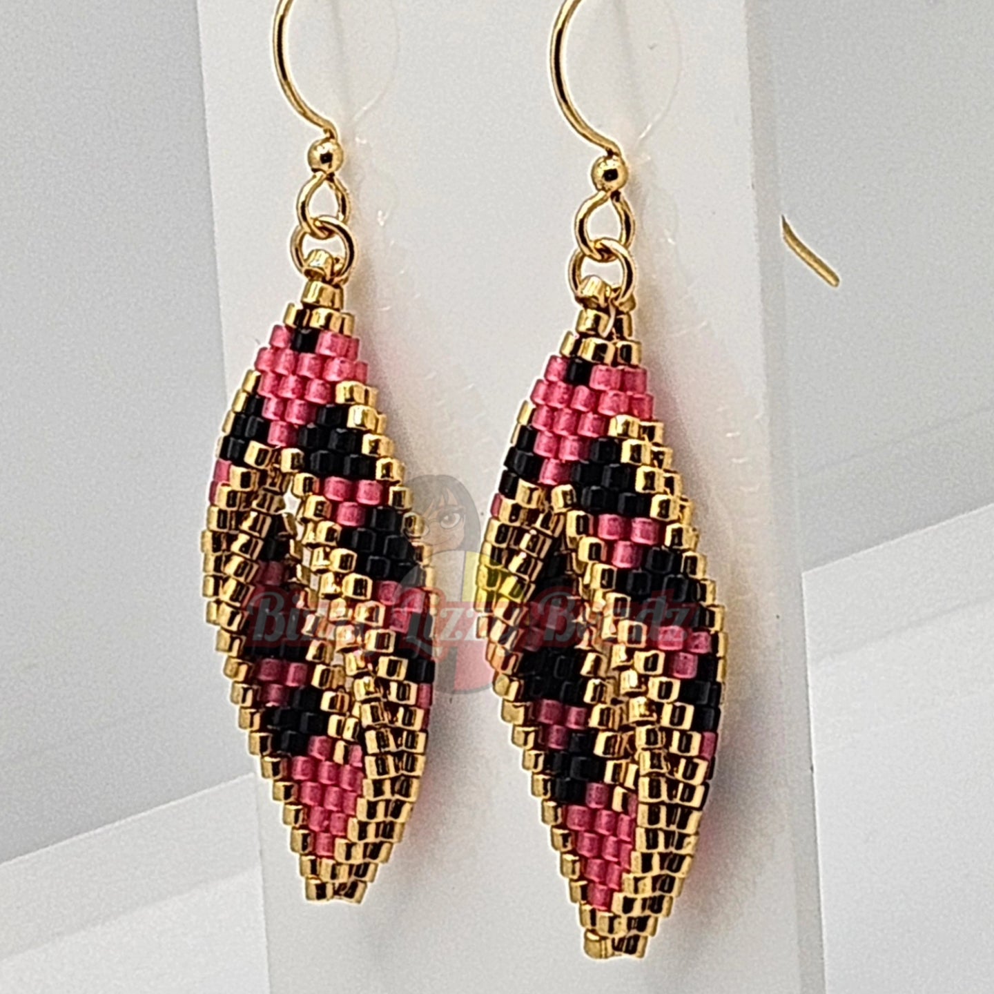 Mini Peyote Hearts - Black/Pink